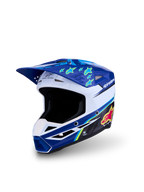 Alpinestars Casco SM3 Falcon Ragazzo ECE06, casco da motocross blu e bianco con accenti giallo fluo.