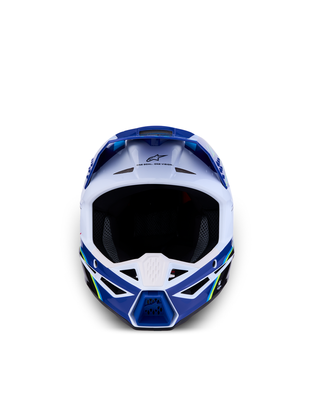 Casco Alpinestars SM3 Falcon Ragazzo, casco da motocross per ragazzi, blu e bianco, ventilazione, certificato ECE 22.06
