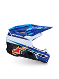 Alpinestars Casco SM3 Falcon Ragazzo ECE06, casco da motocross blu, bianco e nero con dettagli rosa e giallo fluo, protezione certificata per fuoristrada
