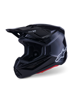 Casco Alpinestars S-M7 Solid, casco da motocross, nero lucido, con logo Alpinestars bianco sul lato, visiera aerodinamica e diverse prese d'aria per la protezione nelle gare fuoristrada
