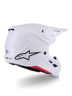 Alpinestars S-M7 Solid Helmet ECE 22.06, casco da motocross, bianco lucido, design integrale off-road, calotta aerodinamica profilata con molteplici prese d'aria, visiera nera, protezione ad alte prestazioni per motocross e gare off-road