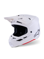 Casco Alpinestars S-M7 Solid, casco da motocross, bianco lucido, design integrale aerodinamico con frontino, calotta in composito e sistema di ventilazione a 20 porte, protezione professionale per gare off-road