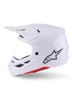 Alpinestars Casco S-M7 Solid ECE 22.06, bianco lucido, casco professionale da motocross fuoristrada, calotta in composito leggero, profilo aerodinamico con ventilazione integrata e visiera regolabile