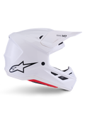 Alpinestars Casco S-M7 Solid ECE 22.06, casco da motocross, bianco lucido, design aerodinamico e angolare con griglie di ventilazione nere, con logo a stella nero e marchio M7, protezione professionale per corse off-road