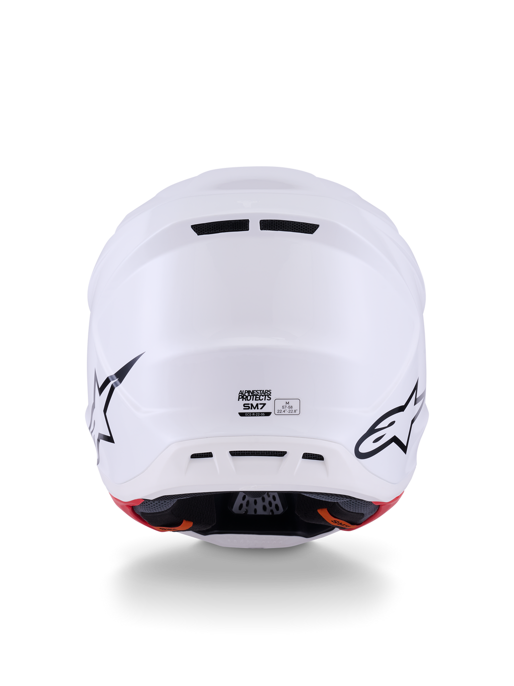 Alpinestars S-M7 Solid Casco ECE 22.06, casco da motocross, bianco lucido, calotta aerodinamica in materiale composito multistrato, con sistema di ventilazione a 20 prese d'aria e visiera regolabile, design aerodinamico per competizioni off-road