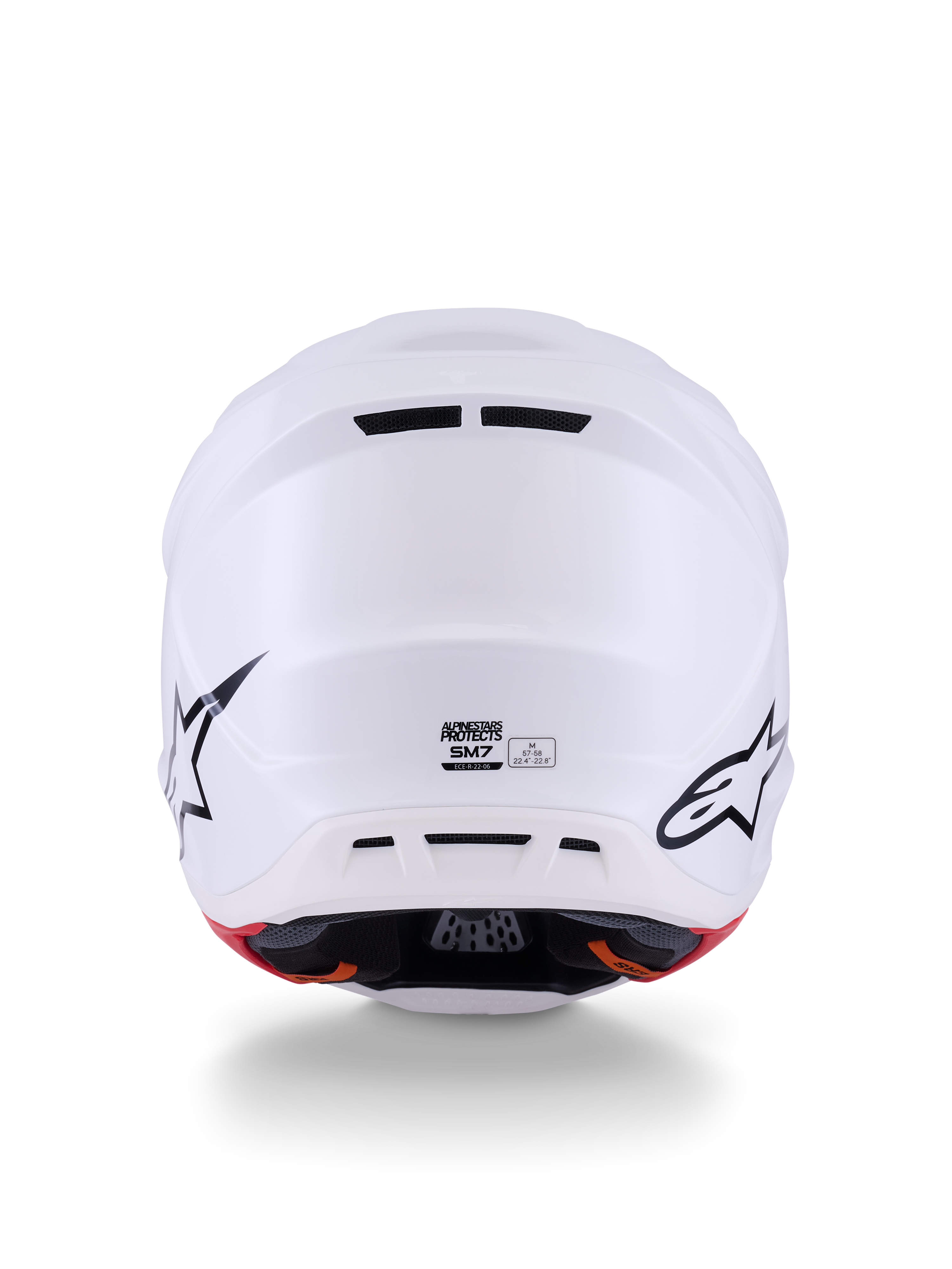 Alpinestars S-M7 Solid Casco ECE 22.06, casco da motocross, bianco lucido, calotta aerodinamica in materiale composito multistrato, con sistema di ventilazione a 20 prese d'aria e visiera regolabile, design aerodinamico per competizioni off-road