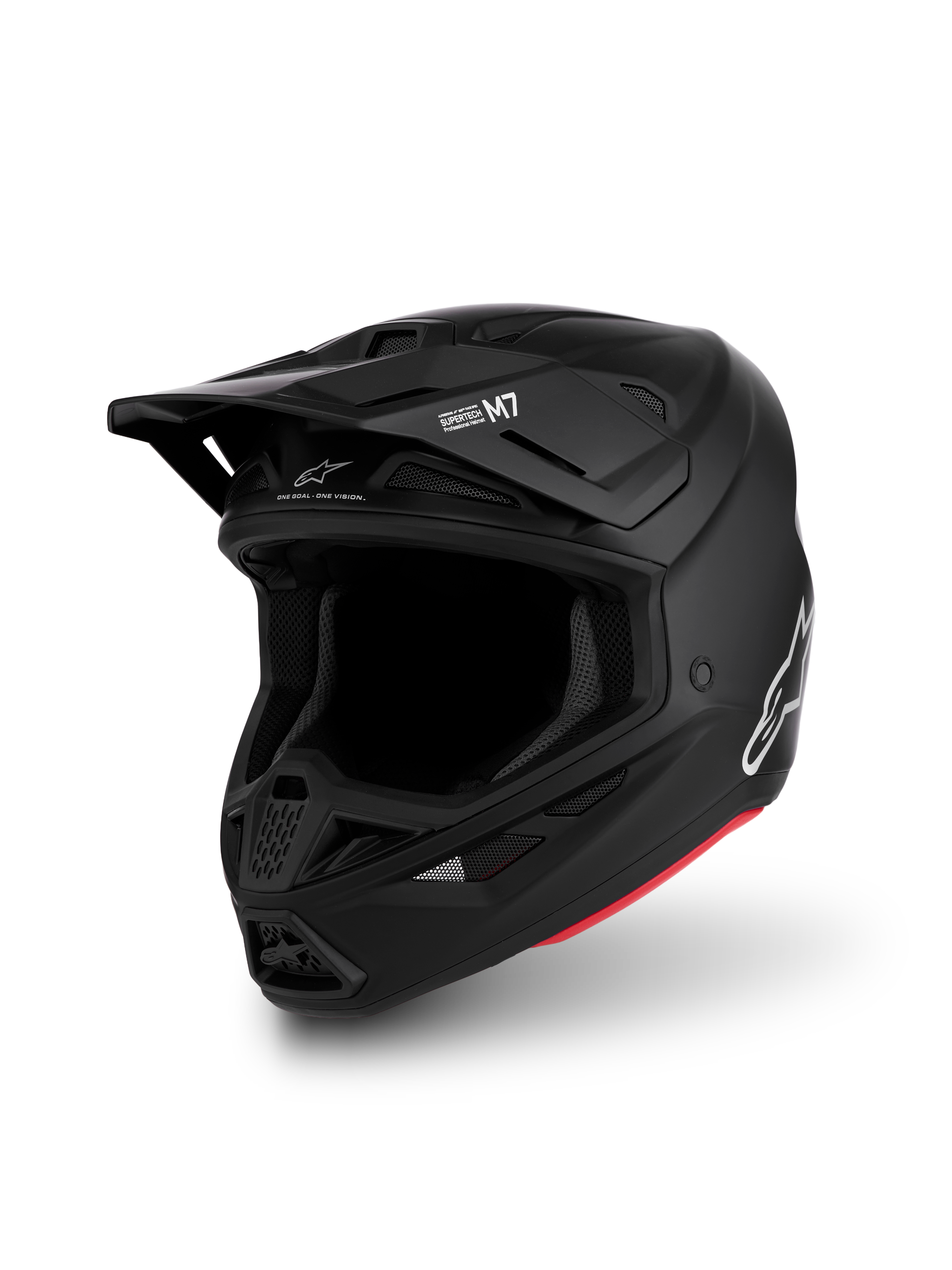 Alpinestars casco S-M7 Solid ECE06, casco da motocross nero opaco unisex, calotta aerodinamica con prese d'aria e visiera, certificato ECE 22.06 per off-road