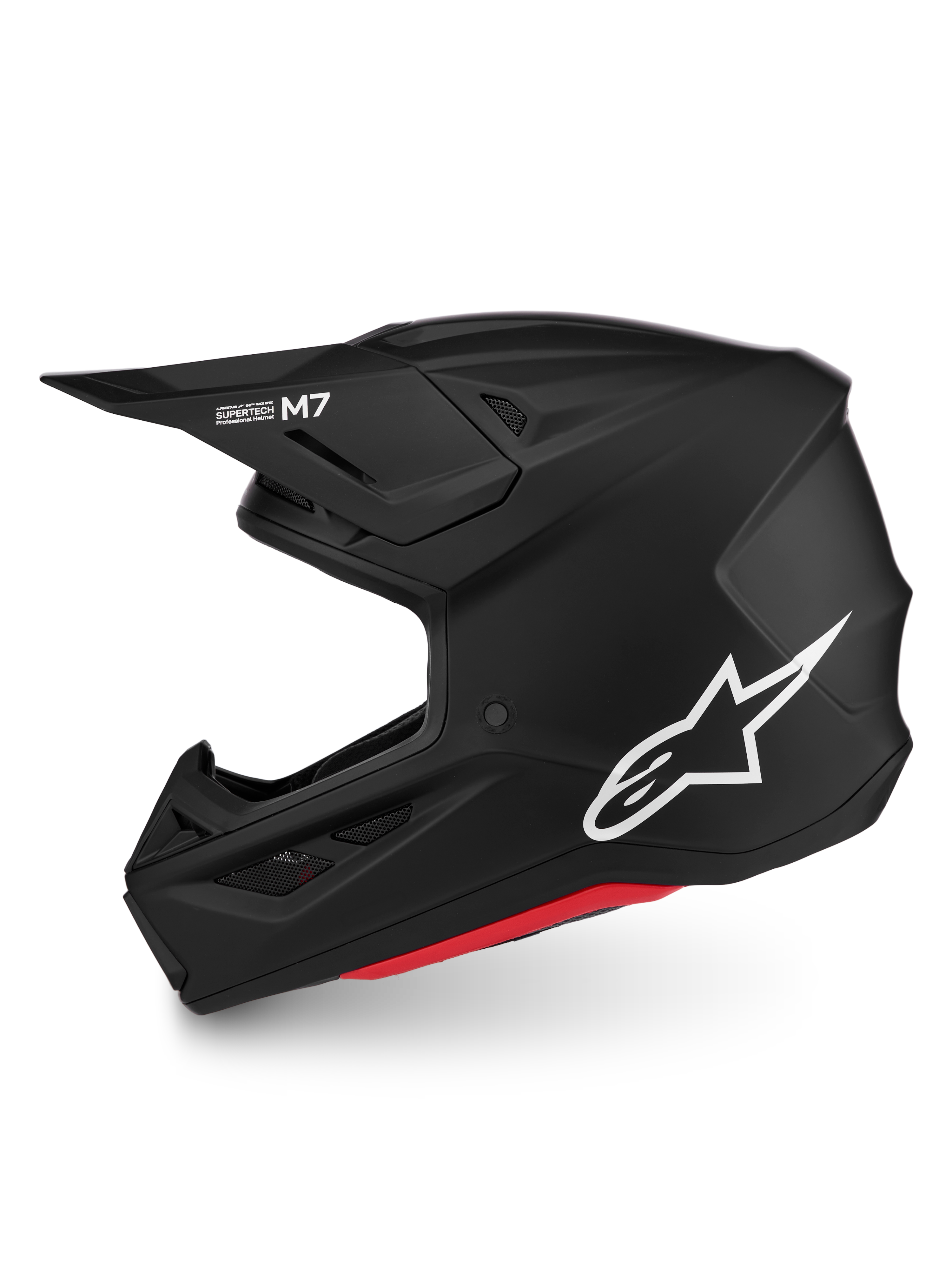 Alpinestars casco S-M7 Solid ECE06, casco motocross nero opaco con logo bianco e calotta aerodinamica, certificato ECE 22.06