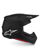 Alpinestars Casco S-M7 Solid ECE06, casco da motocross nero opaco, calotta aerodinamica in materiale composito, logo bianco, certificato ECE 22.06 per fuoristrada.