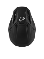 Casco Alpinestars S-M7 Solid ECE06 nero opaco, casco da motocross aerodinamico certificato ECE 22.06 con logo bianco.