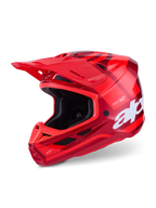 Casco Alpinestars S-M7 Core, casco da motocross, rosso lucido, grafica rossa multitono con grande logo bianco, calotta aerodinamica in composito con numerose prese d'aria e visiera regolabile, equipaggiamento professionale per gare fuoristrada