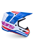 Alpinestars Casco S-M7 Core ECE06, casco da motocross off-road, finitura lucida bianca, blu e rosa, certificato ECE 22.06