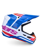 Alpinestars Casco S-M7 Core ECE06, casco da motocross off-road, finitura lucida bianca, blu e rosa, certificato ECE 22.06