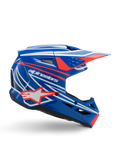 Alpinestars S-M3 Youth Wurx Helmet, casco da motocross per ragazzi, blu con grafiche rosse e bianche, profilo laterale con visiera aerodinamica, aperture di ventilazione e logo a stella, finitura lucida, certificato ECE 22.06