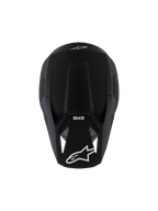 Alpinestars Casco SM3 Ragazzo Solid ECE 22.06, casco da motocross, nero opaco, vista dall'alto con loghi bianchi e marchio SM3, design aerodinamico per corse fuoristrada