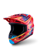 Alpinestars Casco S-M7 Cast ECE06, casco da motocross racing, rosso con accenti giallo fluo e blu, calotta in materiale composito leggero per prestazioni off-road, certificato ECE 22.06, design aerodinamico ultra-ventilato.