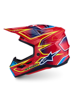 Alpinestars casco S-M7 Cast ECE06, casco da motocross rosso e giallo fluo con calotta aerodinamica, certificato ECE 22.06, ideale per off-road