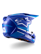 Alpinestars Yamaha S-M3 Helmet ECE 22.06, casco da motocross, blu e bianco lucido, con loghi Yamaha e Alpinestars, logo a stella bianco sul lato, prese d'aria ed estrattori multipli, design aerodinamico per prestazioni fuoristrada