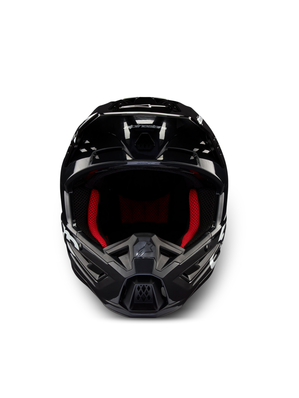 Alpinestars Casco S-M5 Corp ECE 22.06, casco da motocross grigio scuro lucido con interni rossi, certificato ECE
