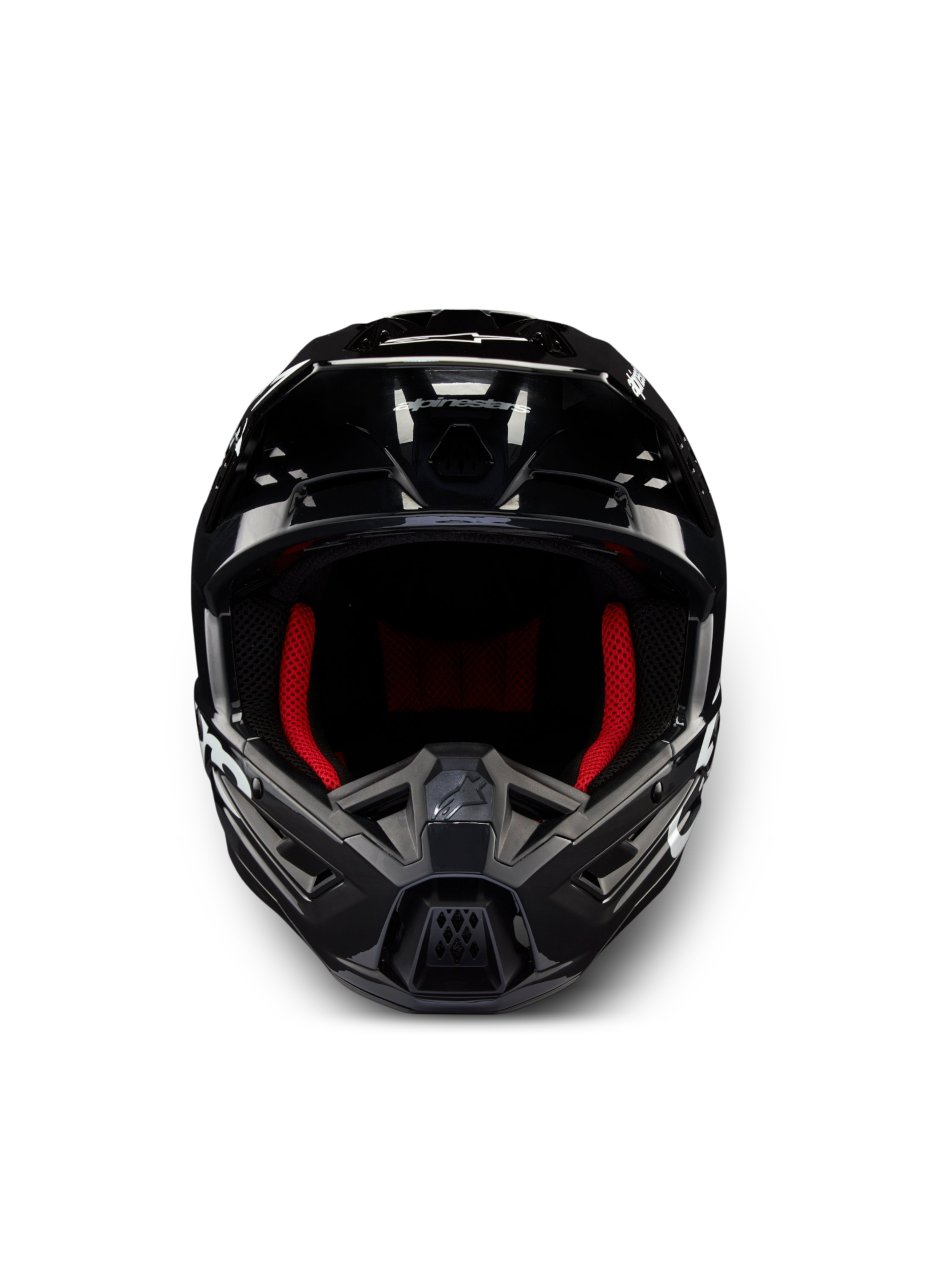 Alpinestars Casco S-M5 Corp ECE 22.06, casco da motocross grigio scuro lucido con interni rossi, certificato ECE