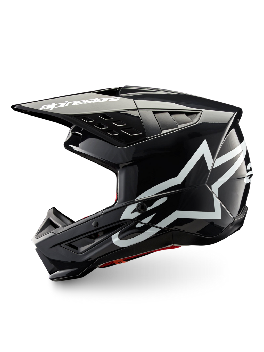 Alpinestars casco S-M5 Corp ECE 22.06, casco da motocross grigio scuro lucido con loghi bianchi