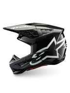 Alpinestars casco S-M5 Corp ECE 22.06, casco da motocross grigio scuro lucido con loghi bianchi