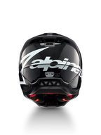 Alpinestars Casco S-M5 Corp, casco da motocross grigio scuro lucido, vista posteriore con logo bianco, certificato ECE 22.06
