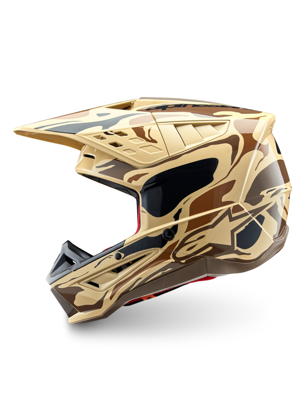 Alpinestars Casco S-M5 Mineral ECE 22.06, casco da motocross mimetico marrone scuro e beige opaco, certificato ECE