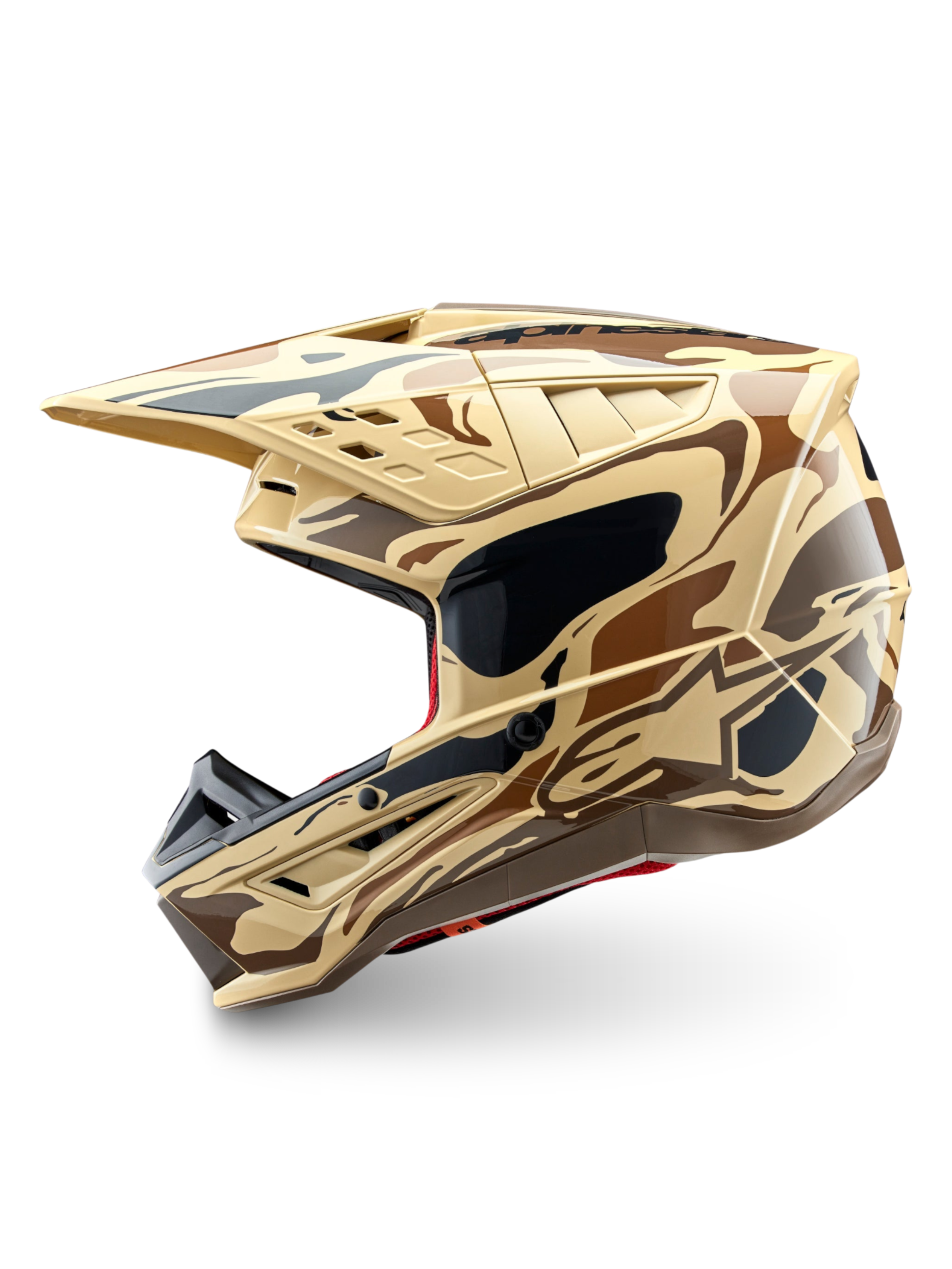Alpinestars Casco S-M5 Mineral ECE 22.06, casco da motocross mimetico marrone scuro e beige opaco, certificato ECE