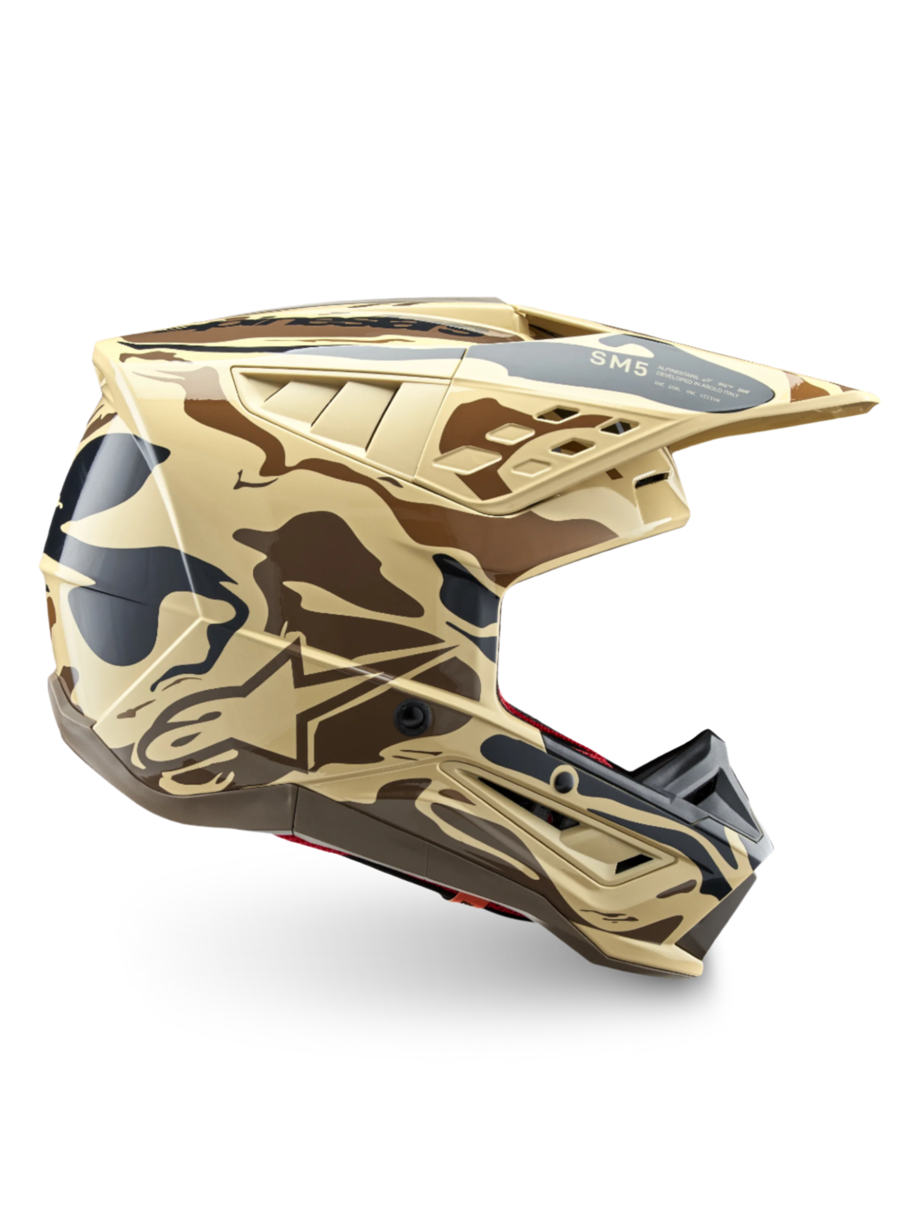 Alpinestars Casco S-M5 Mineral ECE 22.06, casco motocross fuoristrada, camouflage marrone e beige, certificato ECE 22.06