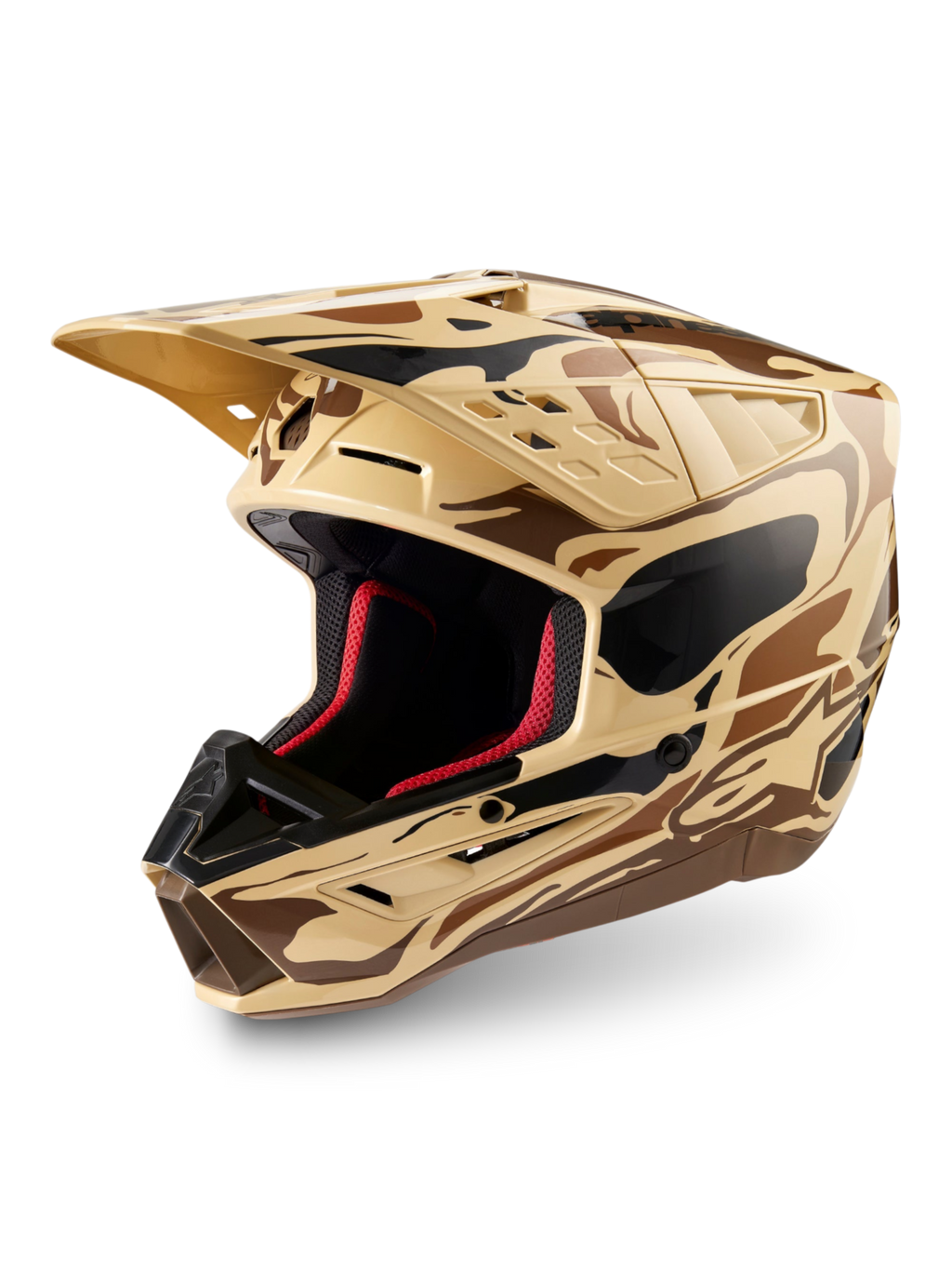 Alpinestars Casco S-M5 Mineral, casco da motocross off-road, marrone scuro opaco camo, certificato ECE 22.06