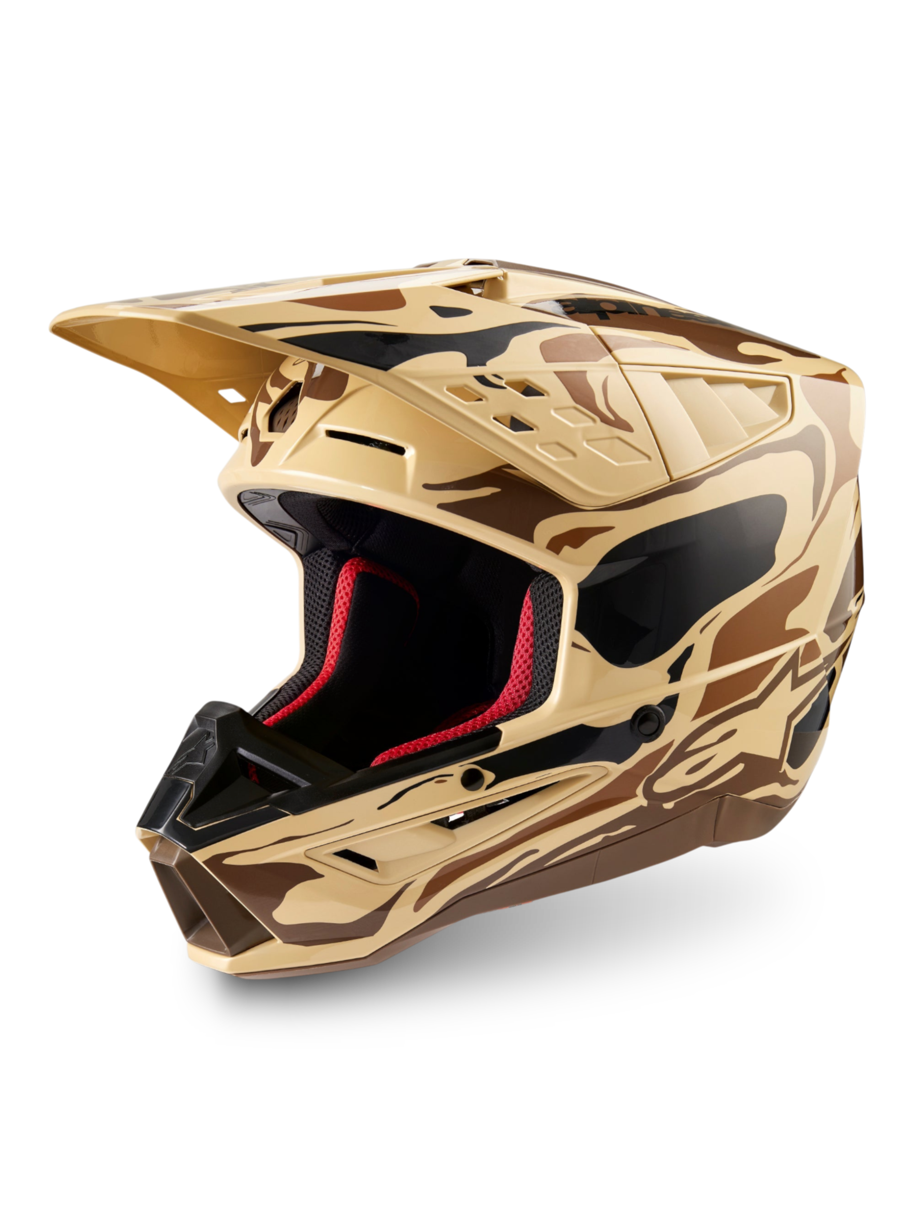 Alpinestars Casco S-M5 Mineral, casco da motocross off-road, marrone scuro opaco camo, certificato ECE 22.06