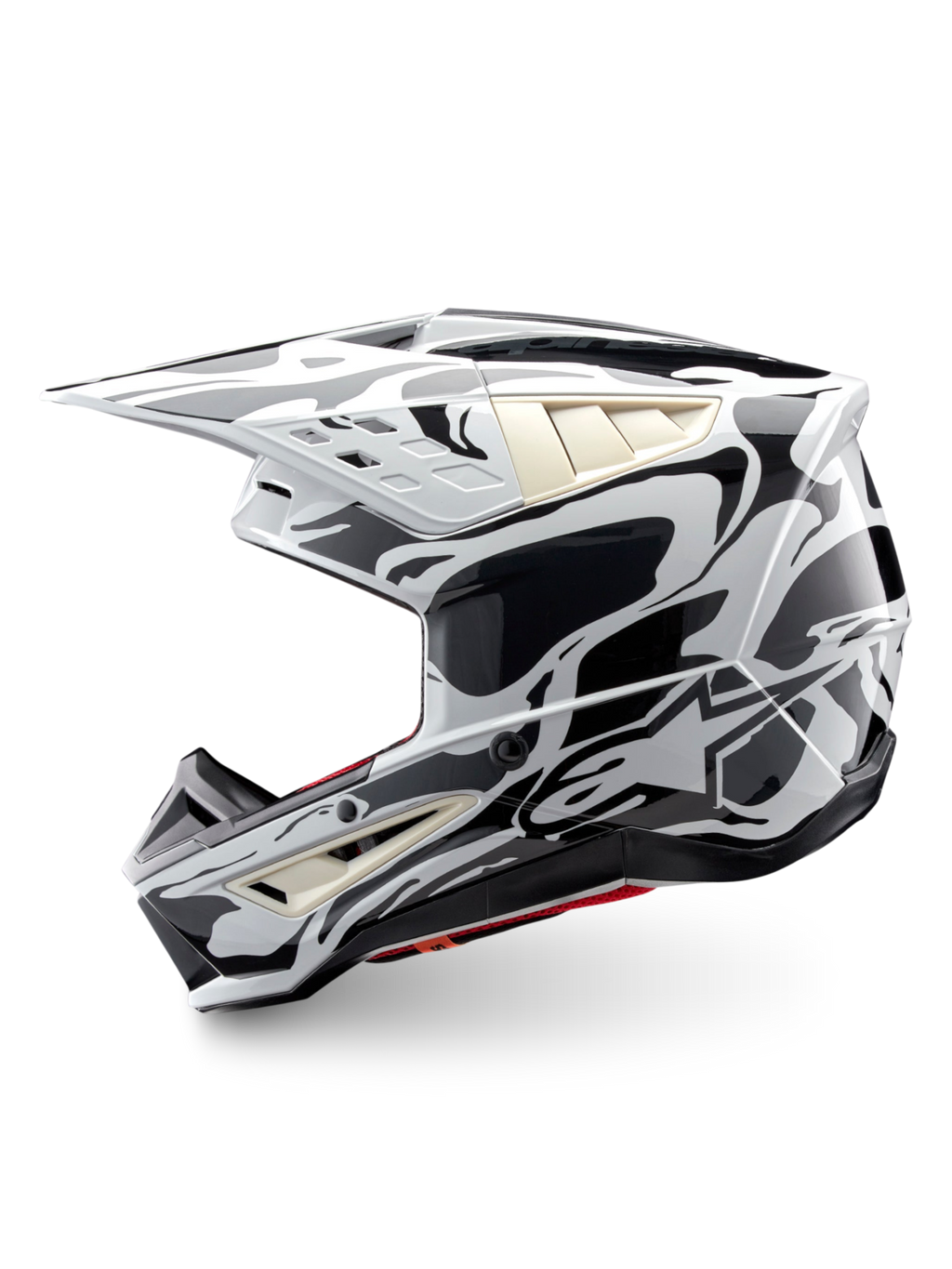Alpinestars casco S-M5 Mineral ECE 22.06, casco da motocross fuoristrada, grigio freddo e grigio scuro lucido, certificato ECE 22.06, calotta leggera in termoplastico.