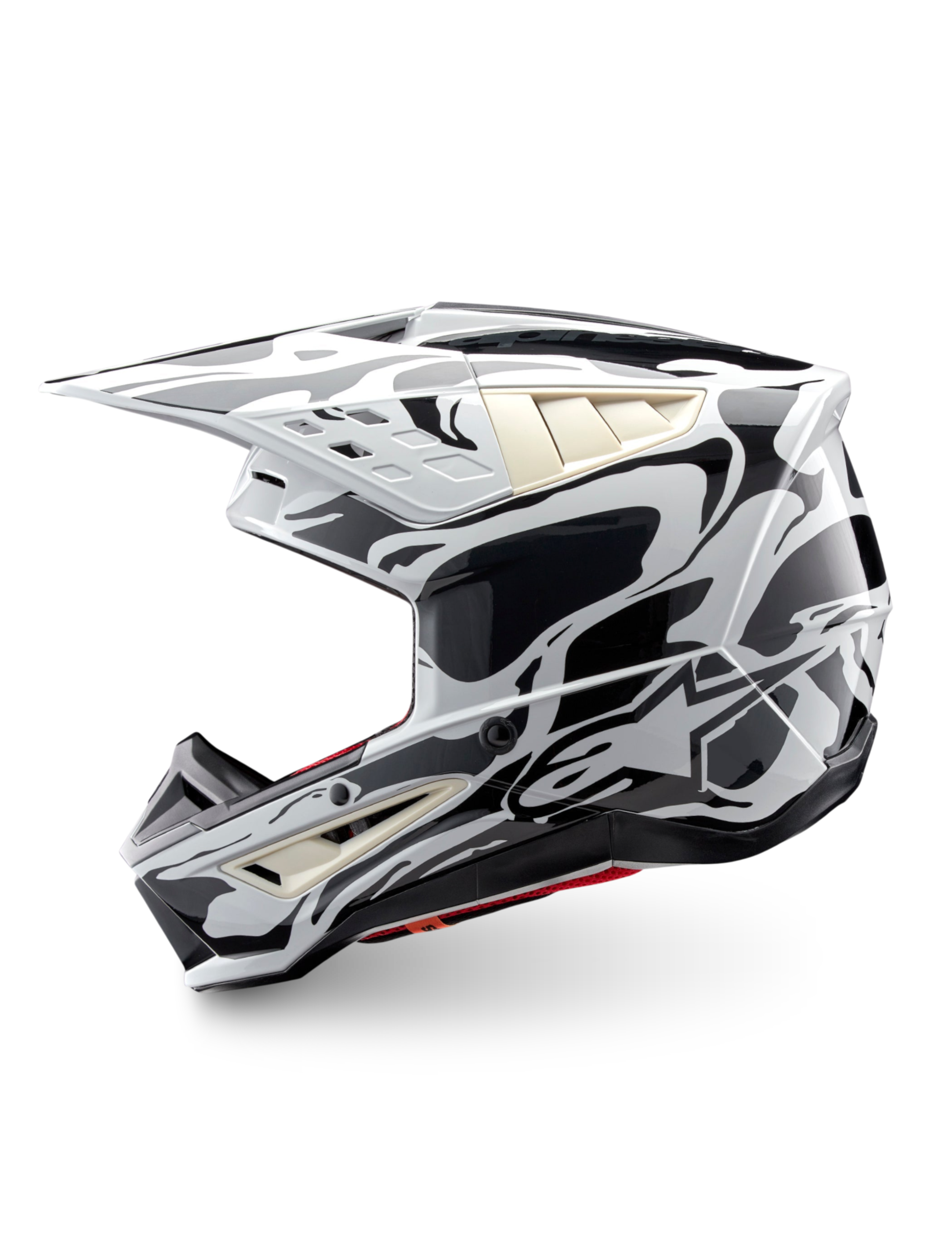 Alpinestars casco S-M5 Mineral ECE 22.06, casco da motocross fuoristrada, grigio freddo e grigio scuro lucido, certificato ECE 22.06, calotta leggera in termoplastico.
