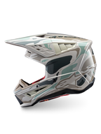 Alpinestars Casco S-M5 Mineral, casco da motocross con grafica camouflage, grigio caldo e verde celeste, finitura lucida, certificato ECE 22.06