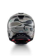 Alpinestars S-M5 Mineral, casco da motocross, grigio caldo e verde celeste mimetico, certificato ECE 22.06, vista posteriore