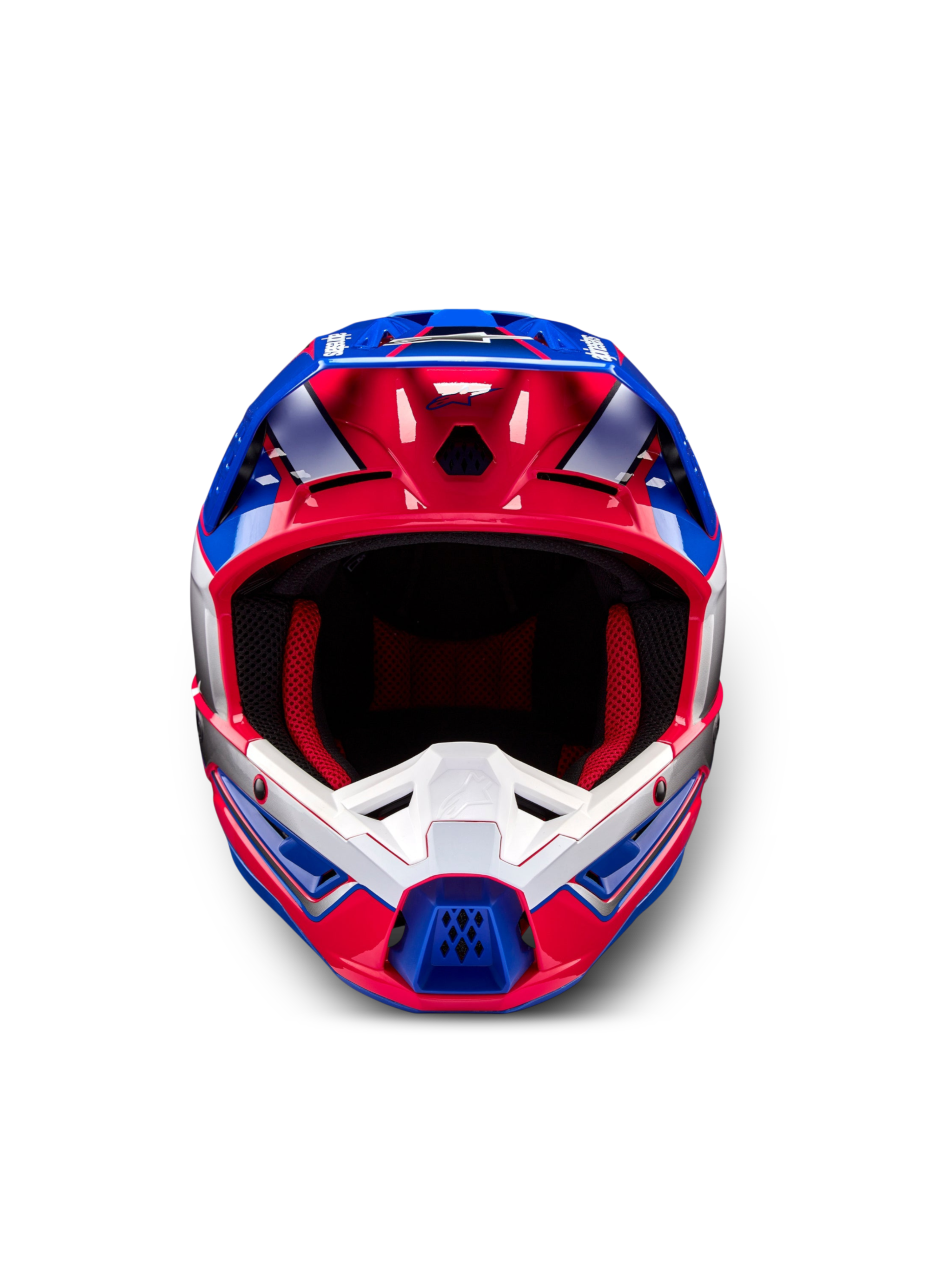 Alpinestars Casco S-M5 Sail, casco da motocross off-road, bianco, rosa diva e blu smalto, certificato ECE 22.06