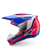 Alpinestars Casco S-M5 Sail ECE 22.06, casco da motocross off-road, blu, rosa e bianco lucido, ventilazione avanzata