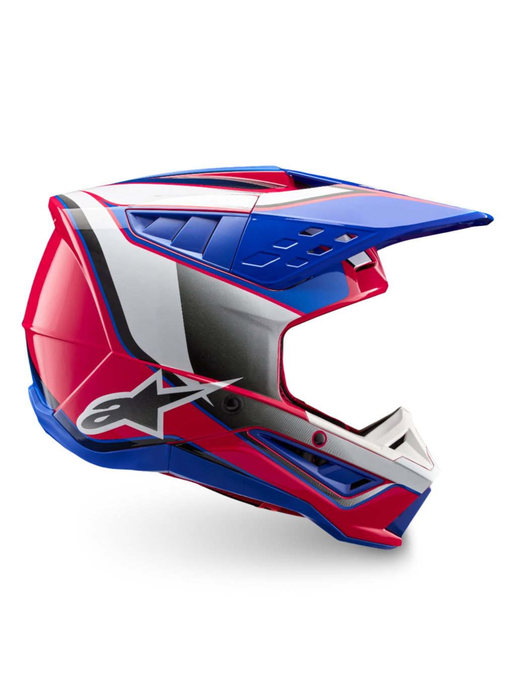 Alpinestars casco S-M5 Sail, casco da motocross bianco, rosa e blu, finitura lucida, certificato ECE 22.06