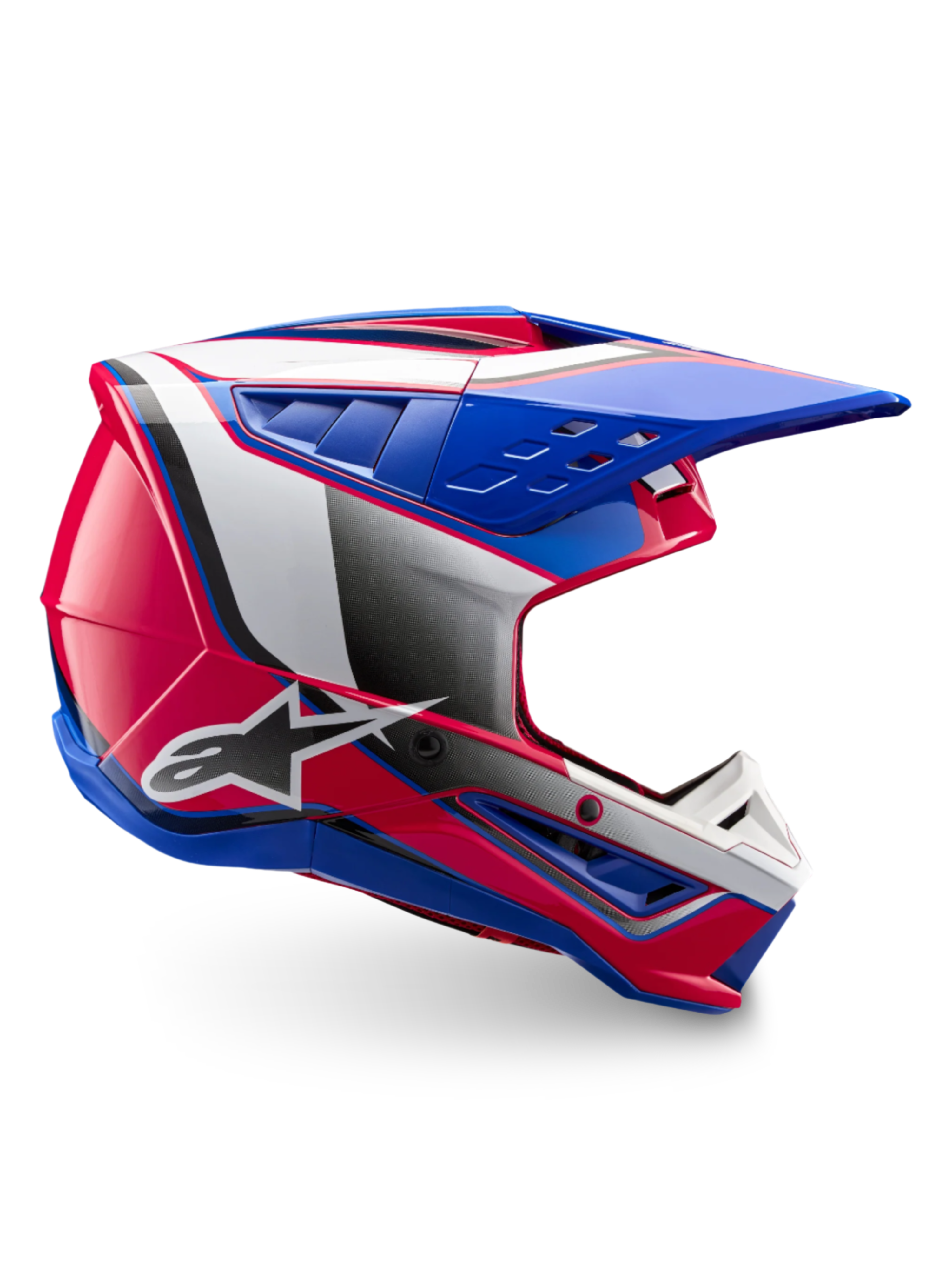 Alpinestars casco S-M5 Sail, casco da motocross bianco, rosa e blu, finitura lucida, certificato ECE 22.06