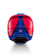 Alpinestars Casco S-M5 Sail ECE 22.06, casco da motocross racing, rosa e blu, vista posteriore con prese d'aria e certificazione ECE 22.06