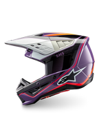 Alpinestars casco S-M5 Sail, casco da motocross racing, viola e nero, termoplastico resistente agli impatti, certificato ECE 22.06.