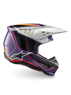 Alpinestars casco S-M5 Sail ECE 22.06, casco da motocross per racing off-road, viola, nero e argento lucido