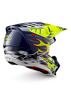 Alpinestars casco S-M5 Rash ECE 22.06, casco da motocross off-road, notte marina e giallo fluo lucido, certificato ECE 22.06.