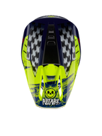 Alpinestars Casco S-M5 Rash, casco da motocross blu notte e giallo fluo con grafica a scacchi e logo Astars con teschio.