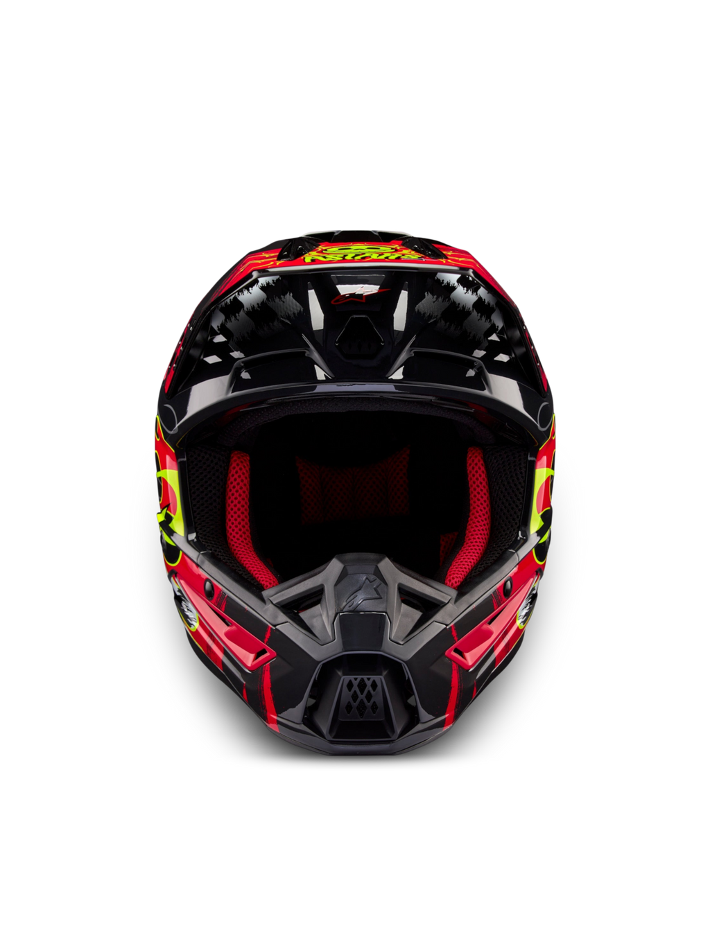 Alpinestars Casco S-M5 Rash ECE 22.06, casco da motocross off-road grigio scuro e rosso brillante lucido, certificato ECE