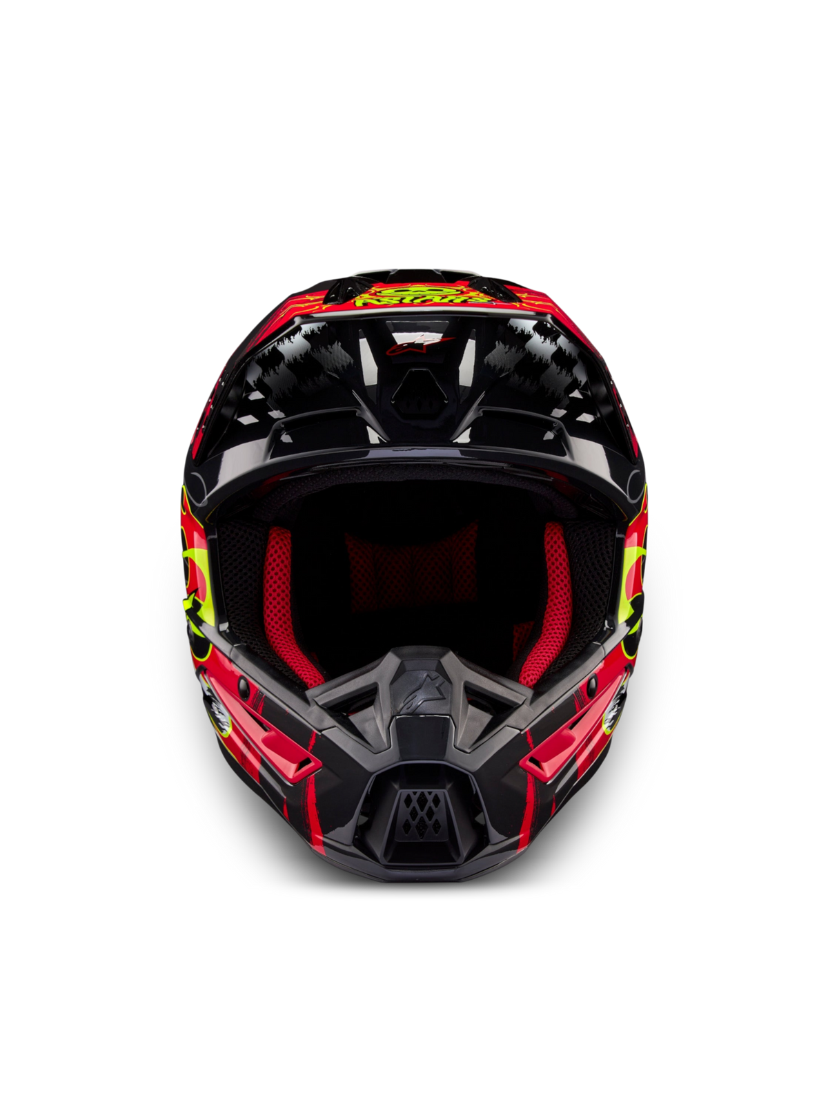 Alpinestars Casco S-M5 Rash ECE 22.06, casco da motocross off-road grigio scuro e rosso brillante lucido, certificato ECE