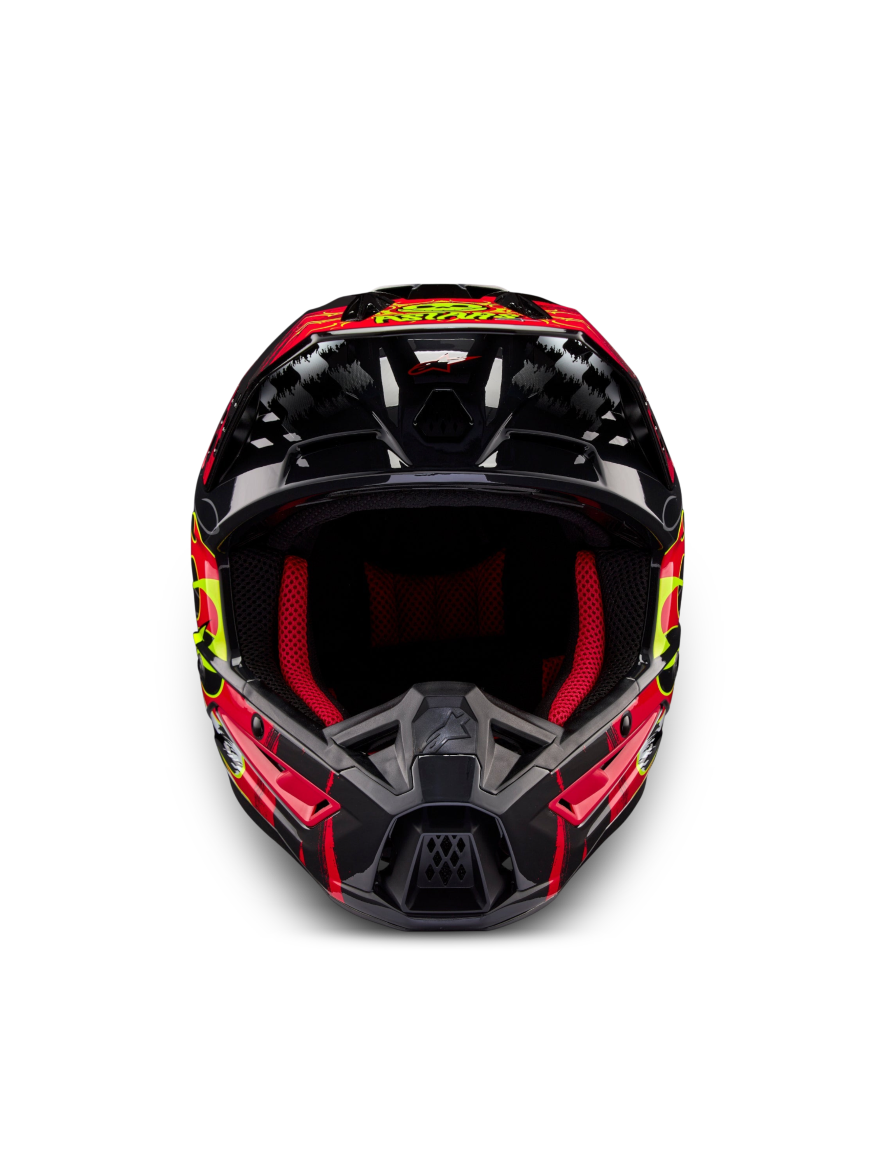 Alpinestars Casco S-M5 Rash ECE 22.06, casco da motocross off-road grigio scuro e rosso brillante lucido, certificato ECE