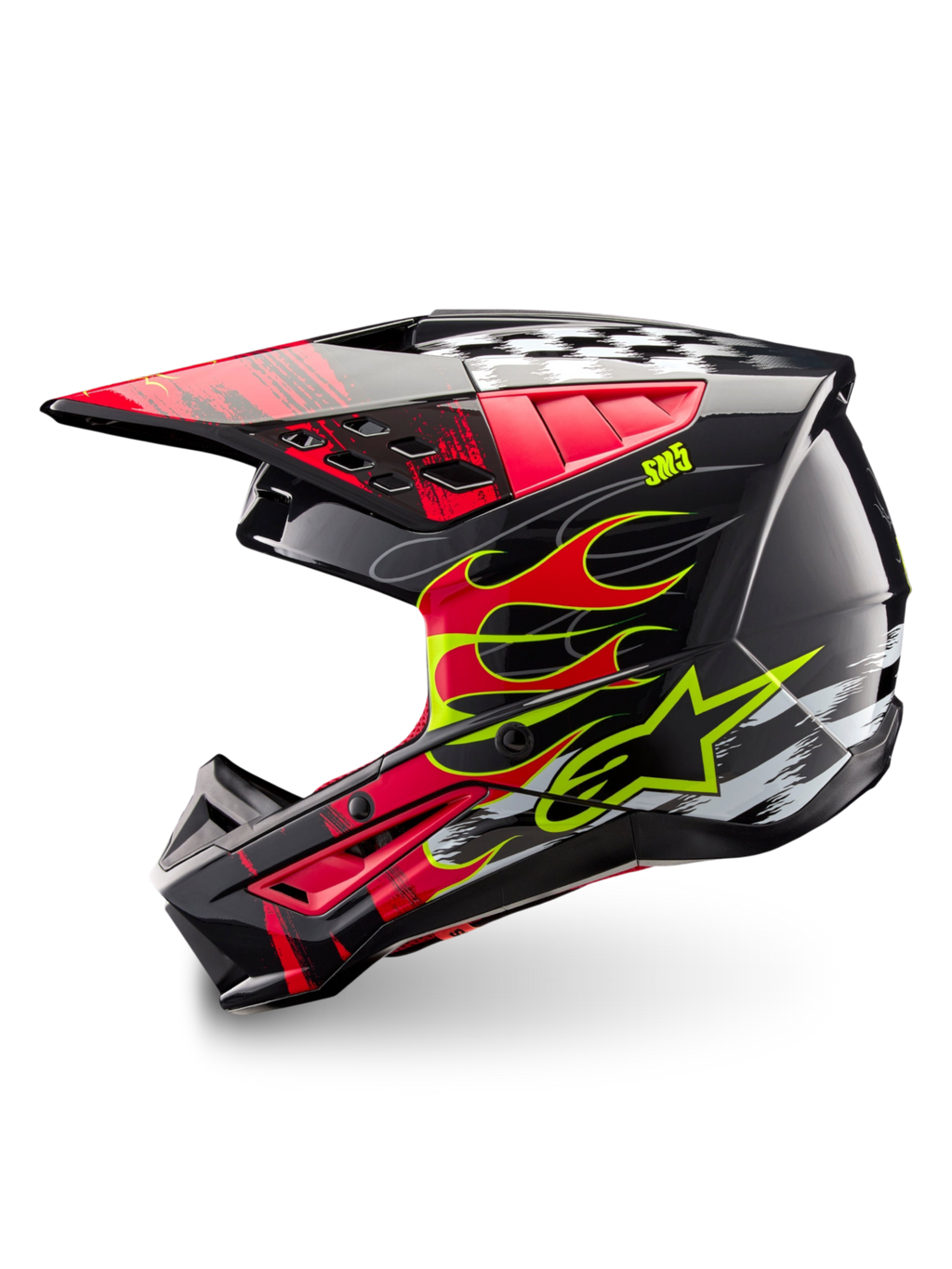 Alpinestars casco S-M5 Rash ECE 22.06, casco da motocross off-road, grigio scuro e rosso brillante, calotta termoplastica