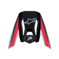 Alpinestars Honda S-M5 Visor, nero rosso lucido, visiera di ricambio per casco da motocross, con loghi Alpinestars e Honda bianchi, strisce grafiche rosse e bianche, finitura lucida per la guida fuoristrada